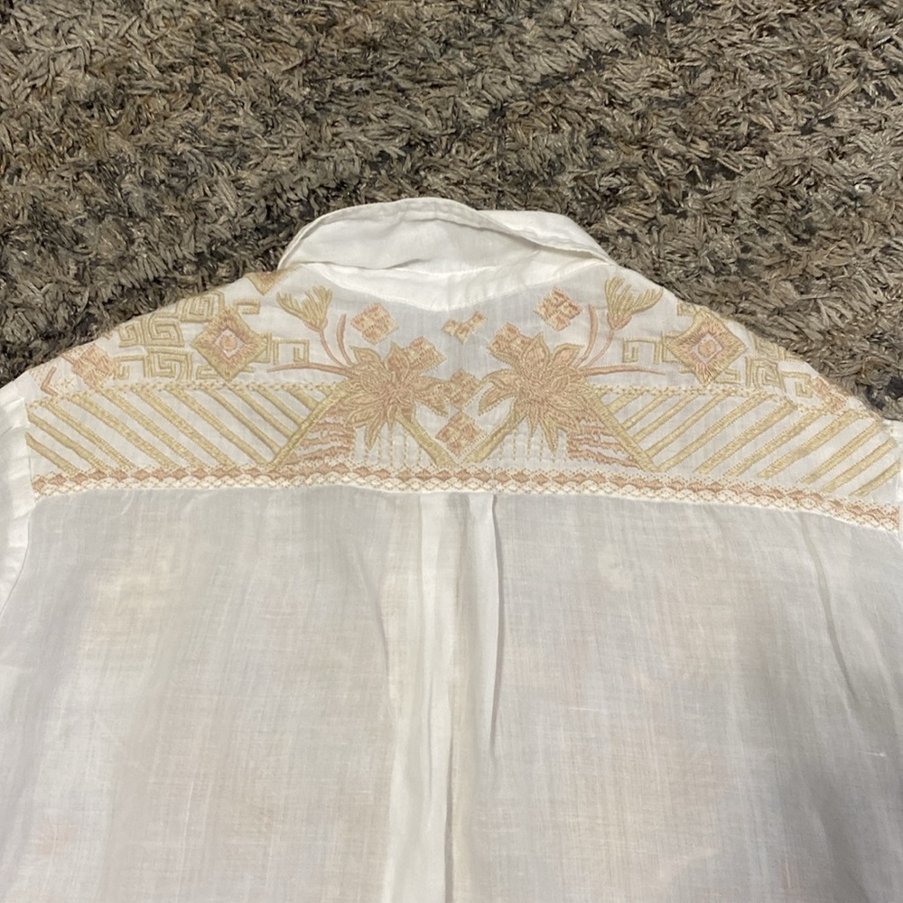 Johnny Was Devere Kimono Sleeve 100% Ramie embroidered button down blous… - Picture 8 of 15